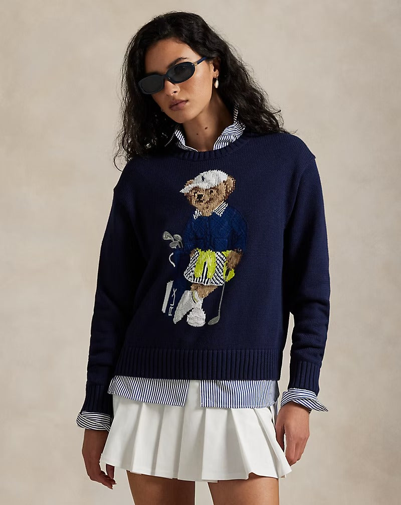Polo Bear Rundhalspullover in Marineblau