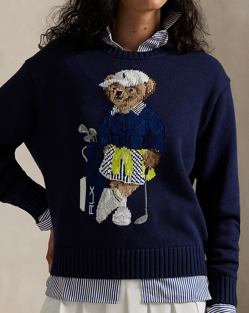 Polo Bear Rundhalspullover in Marineblau