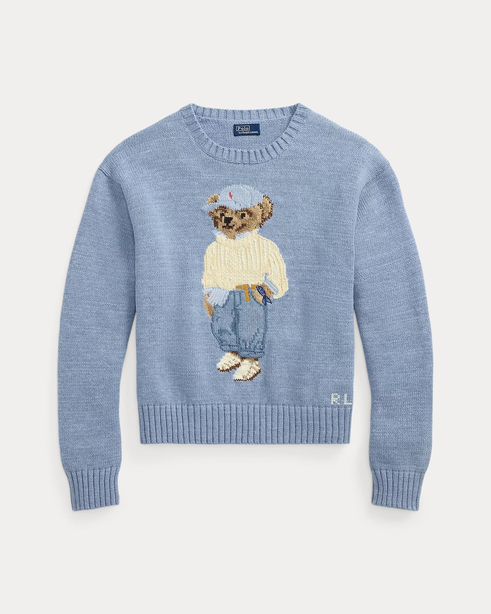 Polo Bear Rundhalspullover in Hellblau