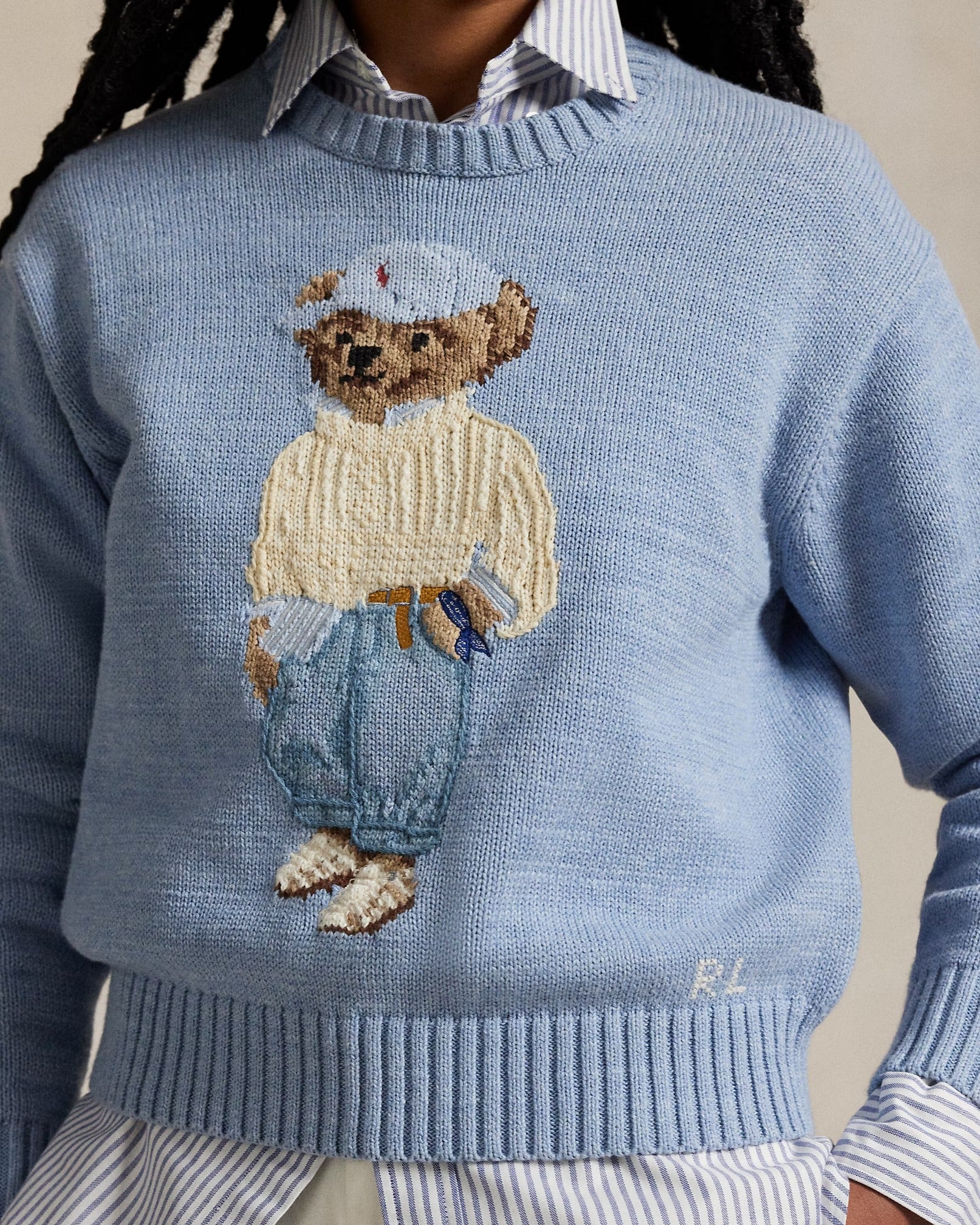 Polo Bear Rundhalspullover in Hellblau